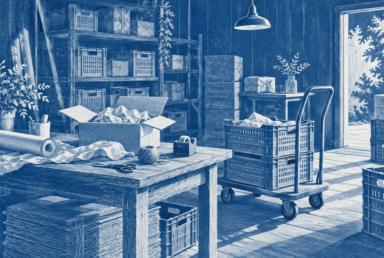 Illustration of distribution businesses and their working space