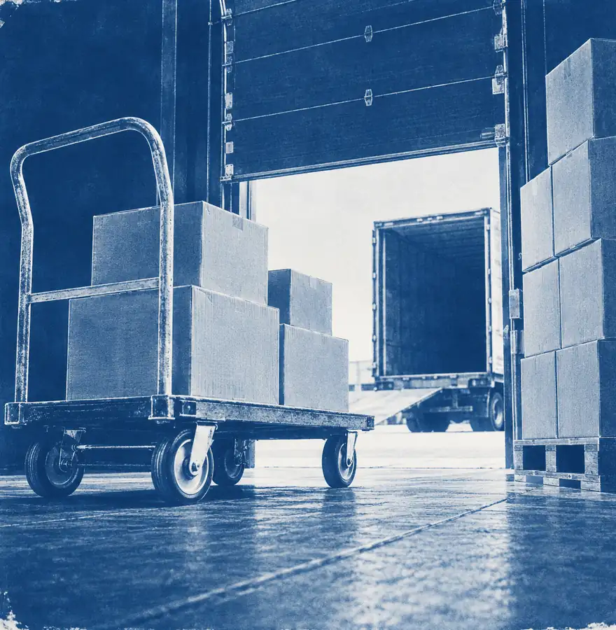Illustration of distribution businesses equipment and workspace